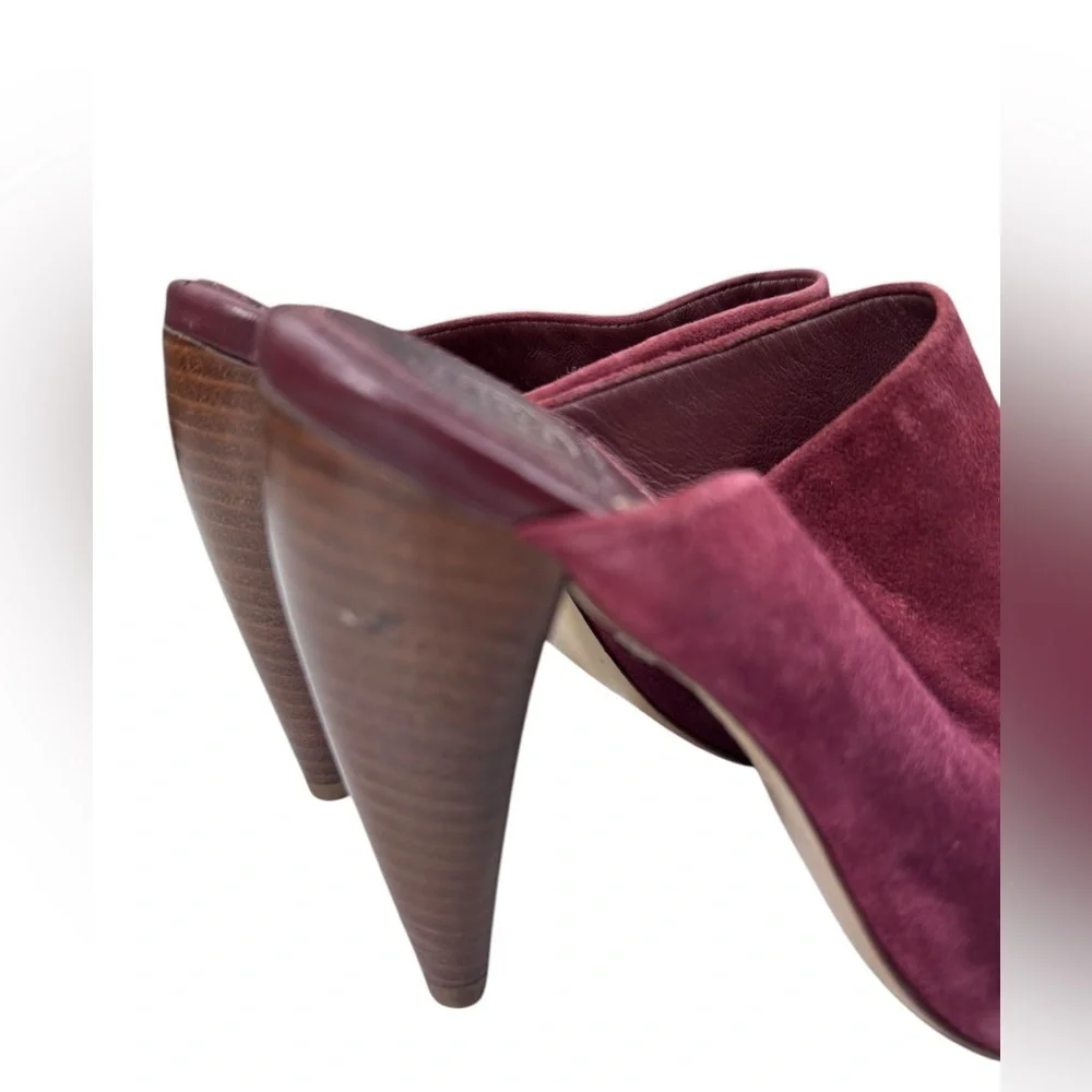 Tory Burch maroon burgundy Ellis stacked heel mule